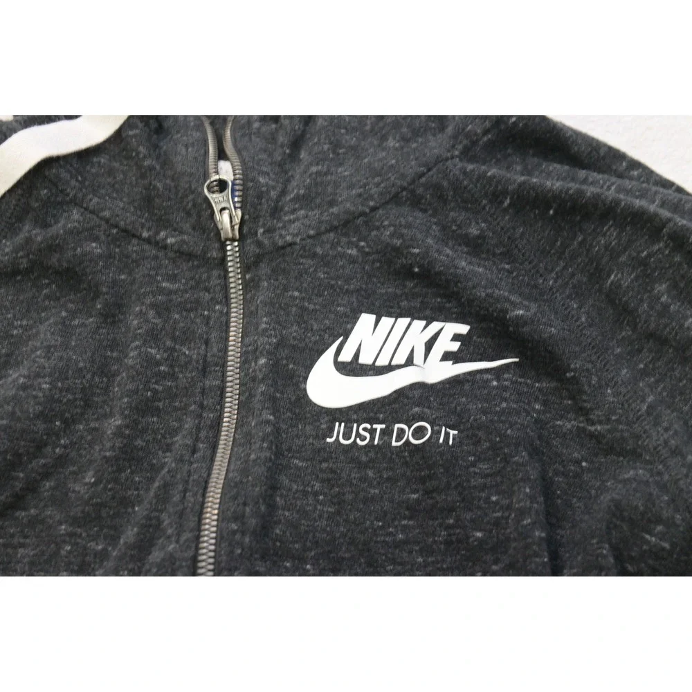 Nike Full Zip Hoodie Women Medium Dark Gray Heather Just Do It Athletic EUC